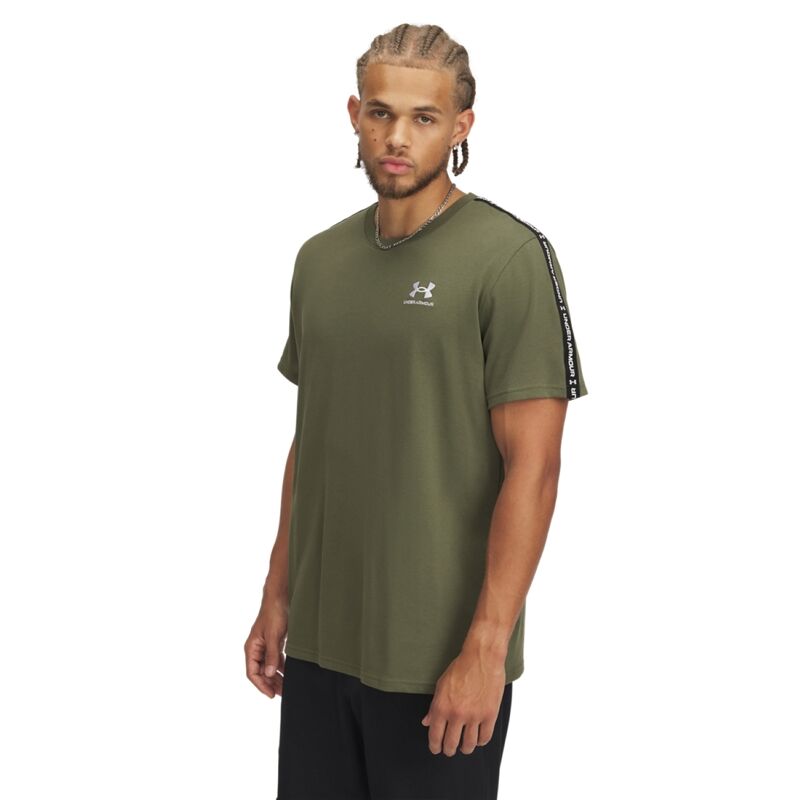 UA Shirt Icon HWT Tee Taping, Marine OD Green/White  