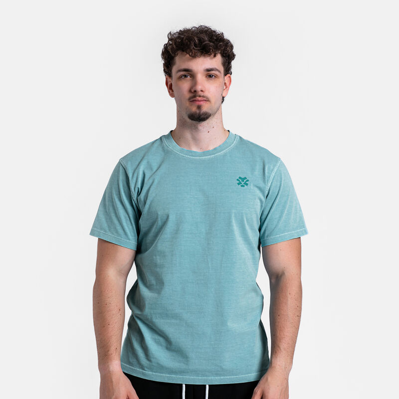 Polleo Men's Unbroken Washed Short Sleeve T-Shirt, Blue 