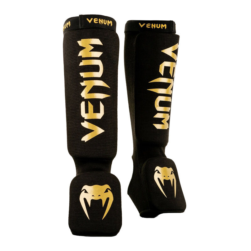 Venum Kontact Shin Guards, Black/Gold 