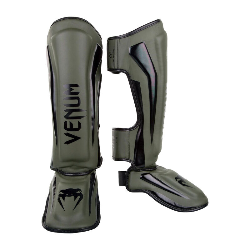 Venum Elite Standup Shin Guards, Khaki/Black 