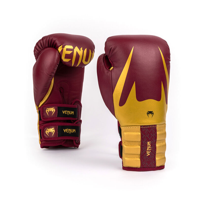 Venum Reverso Boxing Gloves, Cherry Red/Gold 