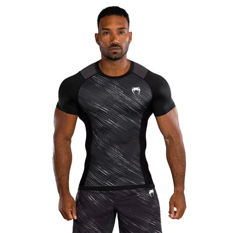 Venum Rashguard Short Sleeves Rapid, Black/Grey-White 