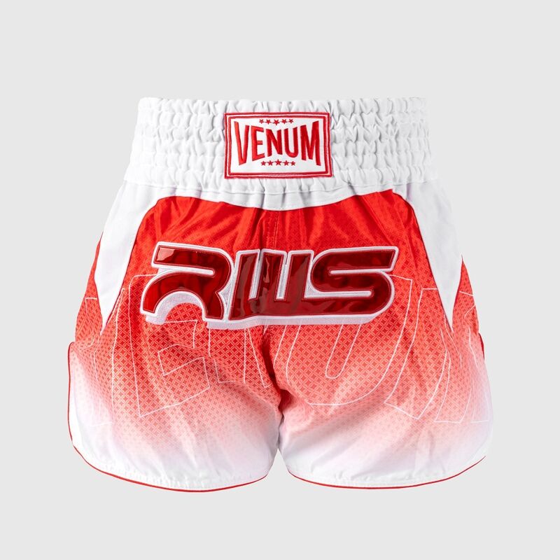 Venum x RWS 2.0 Muay Thai Shorts, White/Red 