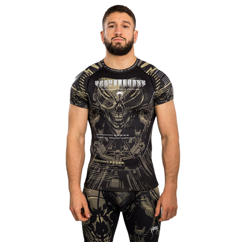 Venum Rashguard Short Sleeve Invader, Black/Sand 