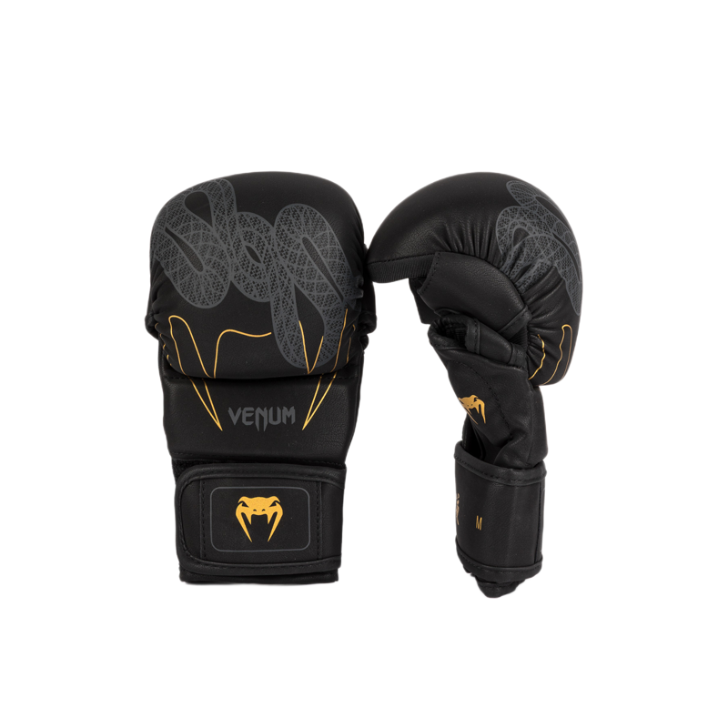 Venum Serpenti Sparring Gloves, Black/Silver/Gold 