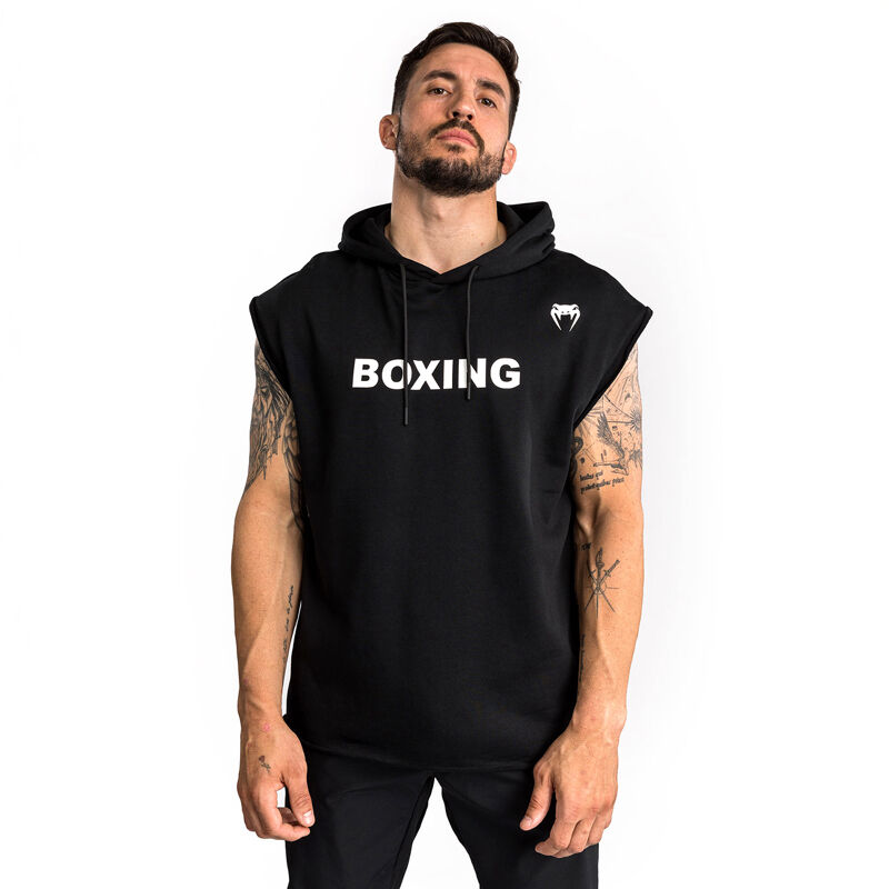 Venum Hoodie Sleeveless Boxing VT, Black/White 