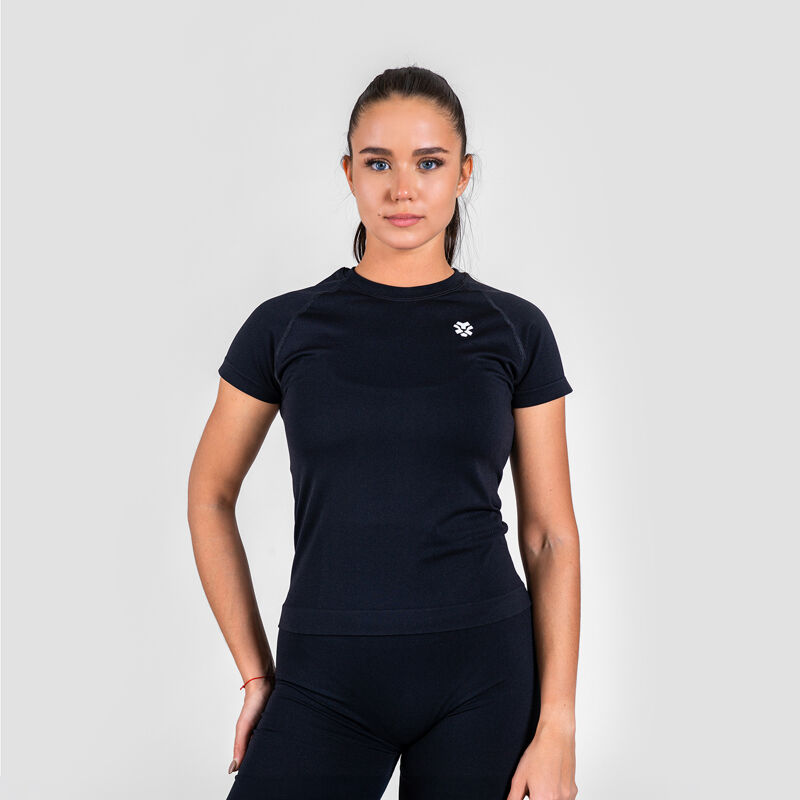 Polleo Women's Spark Seamless Short Sleeve T-Shirt, Black 